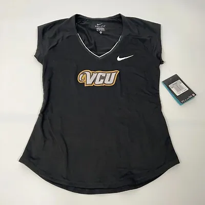 VCU Rams Womens Shirt Extra Small Black White Nike NCAA Basketball Dri Fit NWT • $24.98
