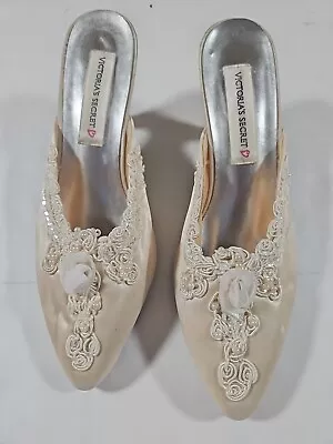 Victorias Secret Vintage Satin HOLLYWOOD GLAMOUR SEQUIN Boudoir Slippers Size L • $29.99