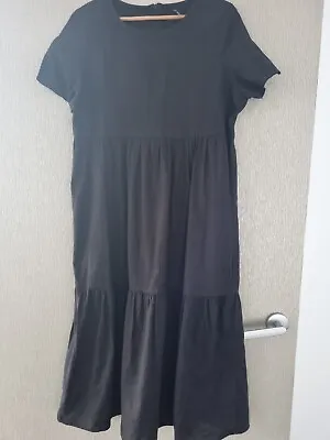 Black Cotton And Hemp Linen Like Maxi Dress 12/14 • $25.99