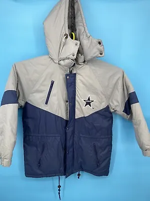 Vintage Dallas Cowboys Jacket Mens Large NFL Gameday Puffer Coat Hooded Full Zip • $69.98