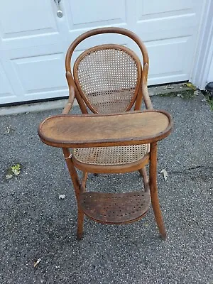 Antique High Chair Thronet Cane 1890- 1910  • $150