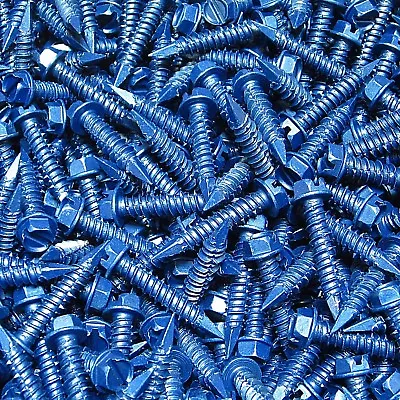 (250) 1/4  X 1-1/4  Hex Washer Head Masonry Concrete Screw Tapcon Anchor Blue • $35.49