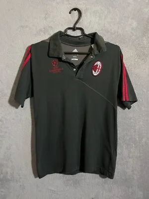 AC Milan Training Jersey Football Polo Shirt Black Adidas Mens Size 38/40 • $33.99