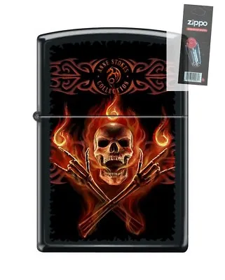 Zippo 218 Anne Stokes Collection Fiery Skull Skeleton RARE Lighter + FLINT PACK • $39.07