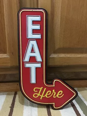 Eat Here Arrow Drive In Diner Kitchen Vintage Style Neon Decor • $30