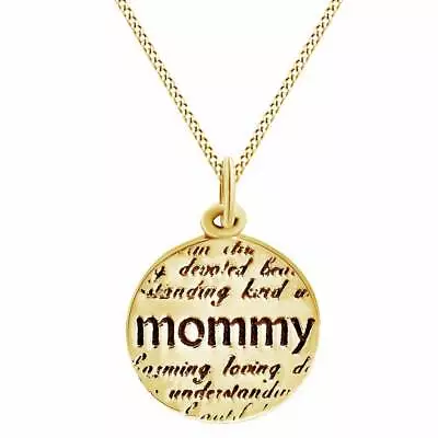 Description Of My Mommy Message Charm 14K Yellow Gold Plated Pendant Necklace • $99.09