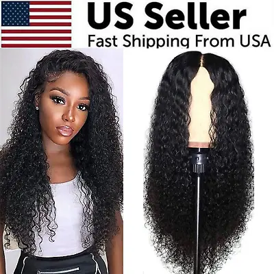 AA Hair Front Wig Womens Brazilian Human Long Curly Lace Wavy Hair Wigs US 2024 • $9.89