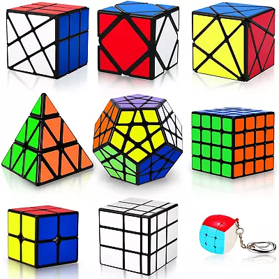 Speed Cube Set Puzzle Cube9 Pack Magic Cubes Pyraminx Pyramid + 2X2 + 3X3 + 4X • $64.07