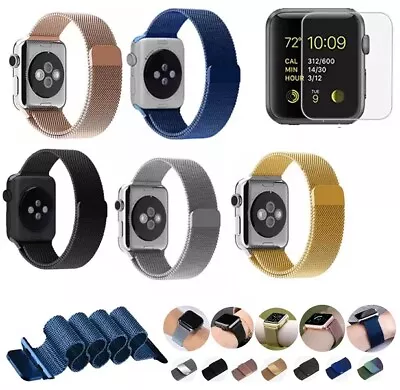 $15.45 • Buy Milanese Metal Strap Band + Screen Protector For Apple Watch 8 6 5 4 3 40 44 45m