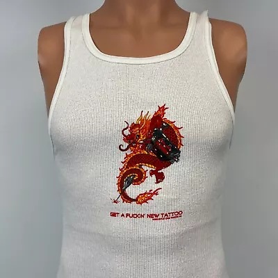 Motley Crue Get A New Tattoo Flaming Dragon Tank Top Vtg 2000 Tommy Lee XL  • $69.99