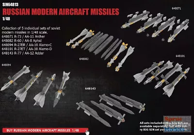 EDUSIN64813 1:48 Eduard BIG SIN Modern Russian Aircraft Missiles Set • $51.74