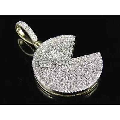 2 Ct Round Natural Moissanite Men's PACMAN Pendant 14K Yellow Gold Plated Silver • $149.99