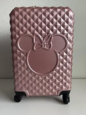Bioworld Minnie Mouse 20” Carry On Spinner Suitcase Metallic Pink Luggage NEW • $142.50