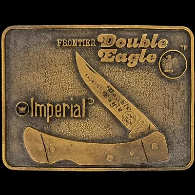 Frontier Double Eagle Imperial Knives Knife Schrade Wood 80s Vintage Belt Buckle • $17