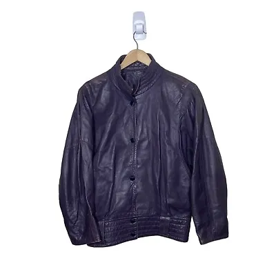 Bomber Jacket Womens Faux Leather Biker Vintage Best Factory Athens Y2K Size L • $22.38