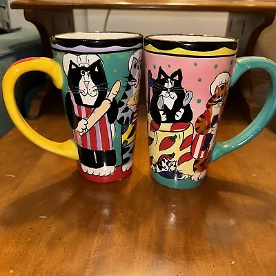 Vintage Tall Cat Mugs Cat Coffee Cups Good Condition  • $29.99