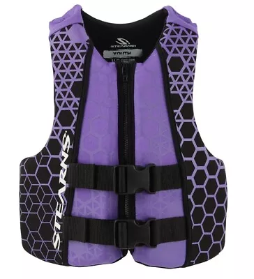 $20 • Buy Stearns Hydroprene Boating Kayaking Youth Life Vest Purple And Black 50-90lbs