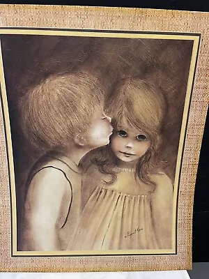 Margaret Kane Signed Lithograph A Little Kiss First Love Big Eyes No Frame • $39.99