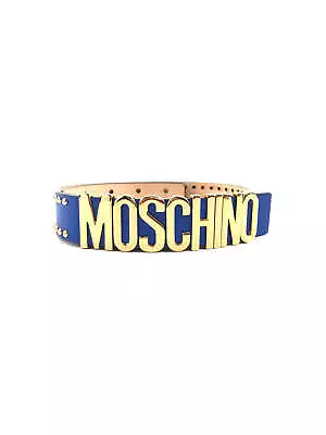 MOSCHINO Blue Leather Studded Logo Belt • $260