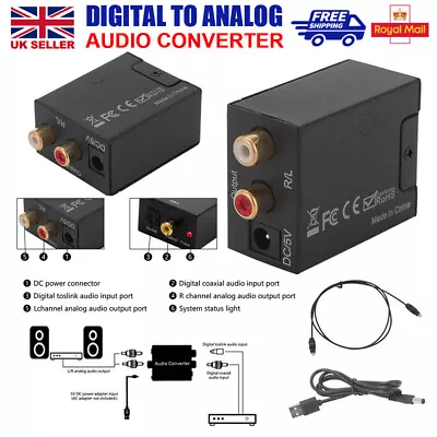 £3.09 • Buy Digital Optical Coaxial Toslink To Analog RCA L/R Audio Adapter Converter USB UK