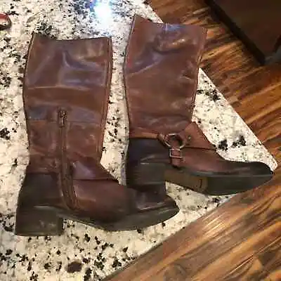 Vince Camuto Flavian Brown Leather Equestrian Riding Tall Boots 6.5 • $42