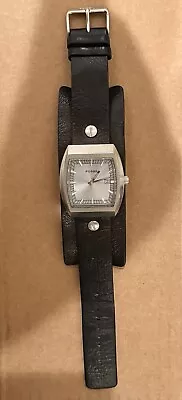 Fossil Black Leather Cuff Watch • $43