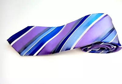 Van Heusen 100% Silk Tie 60”L - 3.5”W Necktie Purple Blue Gray • $11.75