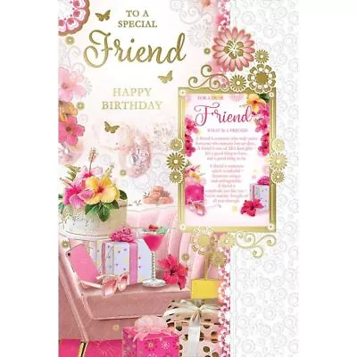 Large Embossed Birthday Card To A Special Friend With Keepsake Card • £3.20