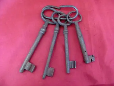 19c. Antique Prison Jail Cell Door Lock Iron Barrel Keys Set Of 4 • $28.80