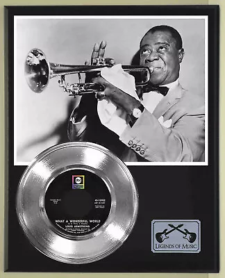 Louis Armstrong  What A Wonderful World  Silver Record Display Wood Plaque • £97.26