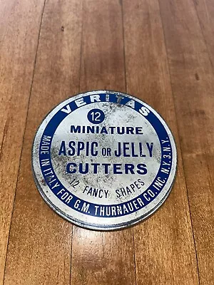 Vntg Veritas 12 Miniature Aspic Jelly Cutters Old Mini Tin Italy Star Heart Club • $10.75