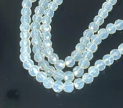 4mm Glowing Milky White Opalite Glass Faceted Round Beads 14.5  • $4.99