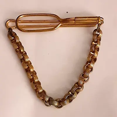 1930's Swank? Brass Tie Clip 2  Vintage Paper Chain Style • $15