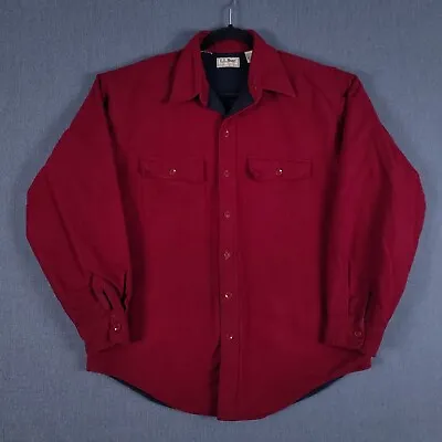 $21.95 • Buy Vintage LL Bean Thick Chamois Work Shirt Mens L Red Long Sleeve Button Up USA