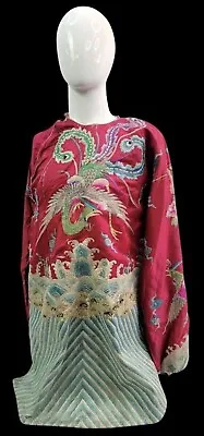 Antique Chinese Qing Dynasty Embroidered Silk Robe Very Rare • $2495