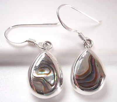 Reversible Abalone And Mother Of Pearl Teardrop Sterling Silver Earrings • $12.99