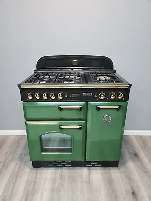 LEISURE BY RANGEMASTER CLASSIC 90cm Dual Fuel Range Cooker In GREEN AND BRASS.. • £1100