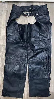 2xxl Hawg Hides Black Leather Motorcycle Chaps 38''-42'' Waist • $45