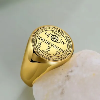 Archangel Cahetel Fortune Seal Iod He Vau He Solomon Kabbalah Amulet Viking Ring • $7.18