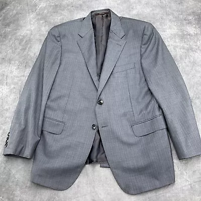 Hickey Freeman Blazer Men 42 Short Gray White Stripe Wool Union Made USA VTG • $34.17