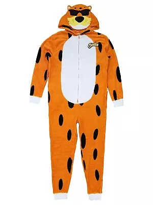 Cheetos Mens Chester Cheetah Fleece Costume Union Suit Hooded Pajamas Zip Small • $44.95