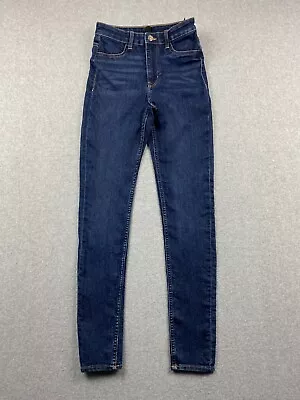 H&M Divided Women's Size 2 W24 Dark Blue Denim High Rise Skinny Leg Jeans • $5