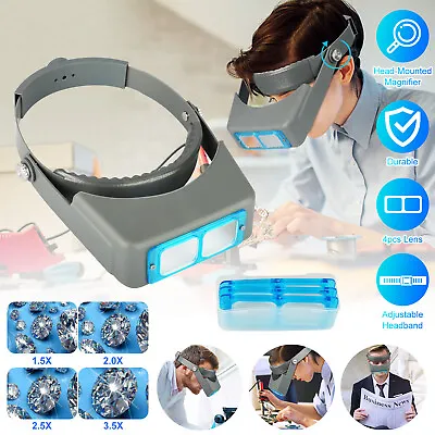 Headband Magnifier Magnifying Visor Glass 4 Len For Reading Jewelry Watch Repair • $20.48
