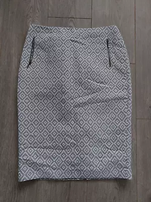 Womans M&s Grey Mix Stretch Straight Pencil Lined Skirt Back Slit Uk 12 Eu 40 • £5.99