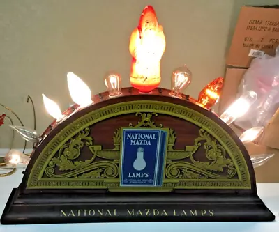 1920's Antique National Mazda Lamp Works Counter Display With Santa Claus 28  • $5520