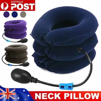 $13.45 • Buy Air Inflatable Neck Pillow Head Cervical Traction Support Stretcher Pain Relief