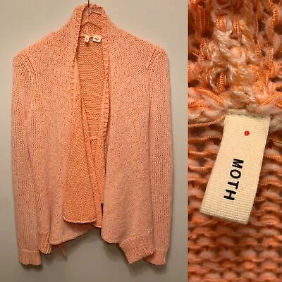 Anthro Moth Orange Marled Knit Waterfall Wool Blend Cardigan Medium • $25