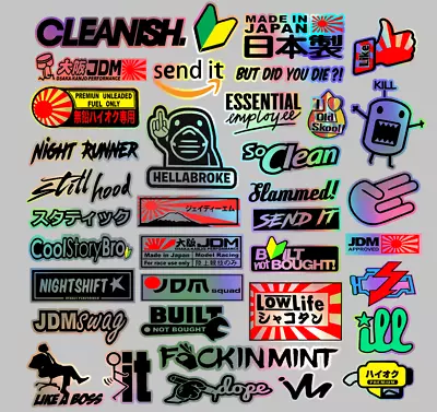 JDM 37 Car STICKER DECAL PACK Car Window Stickers For JDM KDM Slammed Race Drift • $15.99