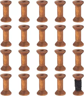 20Pcs Antique Wooden Empty Spools 1.57  Empty Thread Spools Wooden Ribbon Spool • $13.98