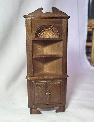 Dollhouse Miniature Walnut Corner Cabinet 1:12 Scale • $12